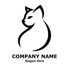 Cat logo. Cat pictorial logotype for business, company, logo, stamp, mascot, label. Elegant minimalist line art cat logo. Cute kitten