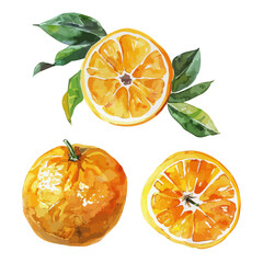 Watercolor vector of a orange fruit, isolated on a white background, design art, drawing clipart, Illustration painting, Graphic logo, orange fruit vector 