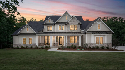 The exterior design showcases of a beautiful residence with garden