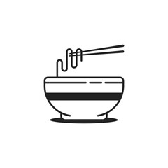 black thin line bowl with ramen and noodle