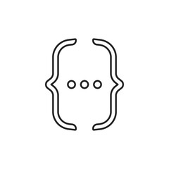 thin line text quote with black bracket icon