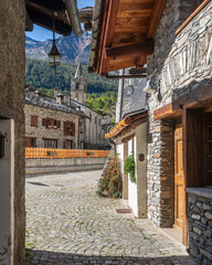 The picturesque small village of Ferrera Moncenisio, located in Susa Valley, near the Col du...