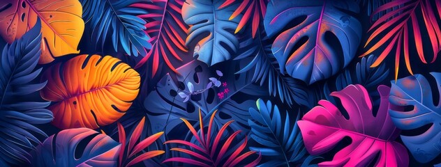 Tropical colorful leaves background