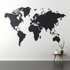 world map wall decoration idea in living room , kids room, interior design concept,