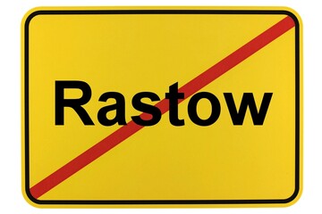 Illustration eines Ortsschildes der Gemeinde Rastow in Mecklenburg-Vorpommern