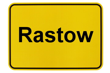 Illustration eines Ortsschildes der Gemeinde Rastow in Mecklenburg-Vorpommern