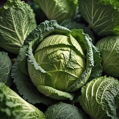 Obraz premium Green cabbage in the garden.