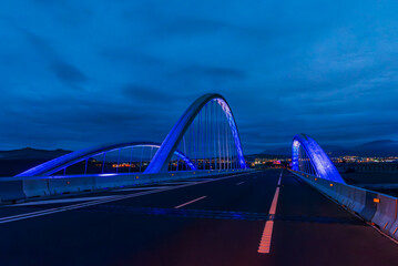 Bridge over the Genil River on the A44 highway as it passes through Granada, usually illuminated in...