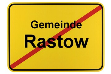 Illustration eines Ortsschildes der Gemeinde Rastow in Mecklenburg-Vorpommern