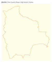 Bolivia plain country map. High Details. Outline style. Shape of Bolivia. Vector illustration.