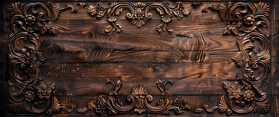 Wooden carved wall panels with intricate carvings and patterns