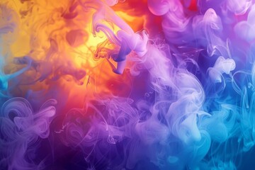 underwater rainbow colored smoke liquid color drops abstract fluid art digital illustration