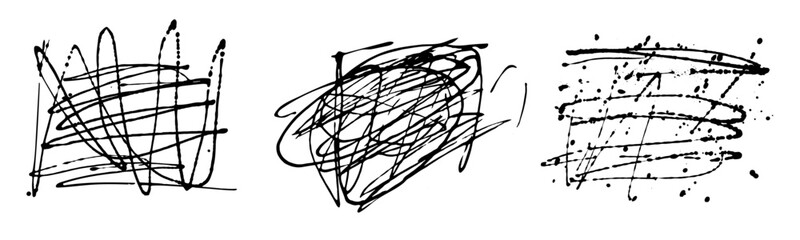 Set of underline, hand drawn. Paint template for text composition.  Vector illustration