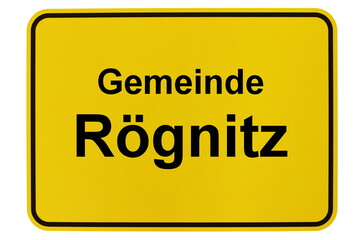 Illustration eines Ortsschildes der Gemeinde Rögnitz in Mecklenburg-Vorpommern