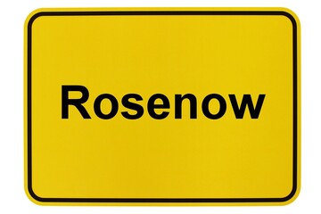 Illustration eines Ortsschildes der Gemeinde Rosenow in Mecklenburg-Vorpommern
