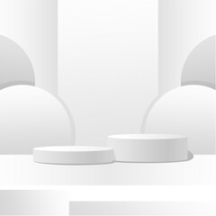 cylindrical tube podium for product display, a luxury object that has a clean white and minimalist feel, with a copyspace area that can be adjusted, product display template vector eps.