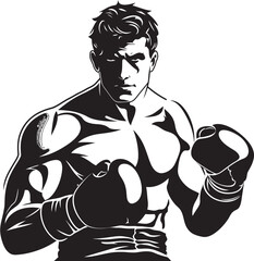 Boxing Champ in Action Vector Artwork