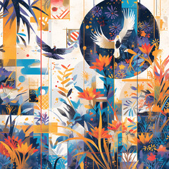 Ethereal Euphoria: A Fantastical Collage of Abstract Elements & Dreamlike Imagery