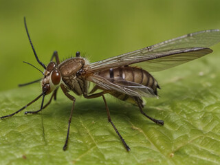 Fototapeta premium fly on a green leaf. macro 