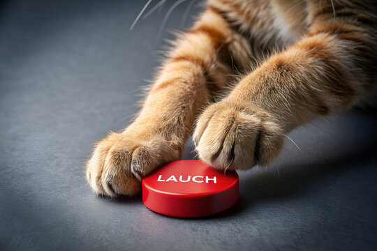 Cat Pressing Launch Button