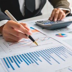 Professional Analysing Graphs and Charts - Financial Accountant studying Numbers - Business Audit - Finance Managers making up Balance - Analyst working at a Desk - Data Strategy - Stockbroker