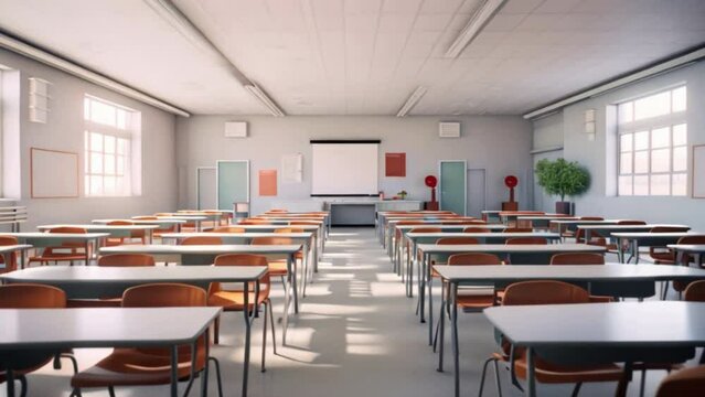 Education concept,Clean classroom and education,Big empty classroom at modern school