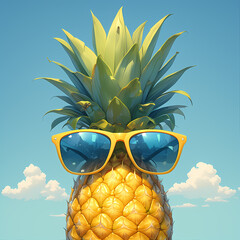Joyful Pineapple with Sunglasses in a Tropical Paradise