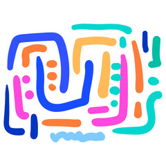 Fun colorful line doodle pattern. Creative minimalist style art background 