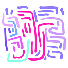 Fun colorful line doodle pattern. Creative minimalist style art background 