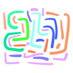 Fun colorful line doodle pattern. Creative minimalist style art background 