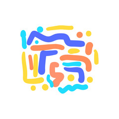 Fun colorful line doodle pattern. Creative minimalist style art background 