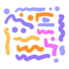 Fun colorful line doodle pattern. Creative minimalist style art background 