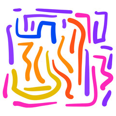Fun colorful line doodle pattern. Creative minimalist style art background 