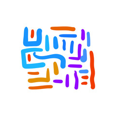 Fun colorful line doodle pattern. Creative minimalist style art background 