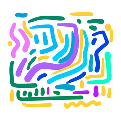 Fun colorful line doodle pattern. Creative minimalist style art background 