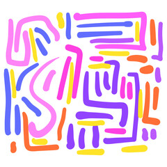 Fun colorful line doodle pattern. Creative minimalist style art background 