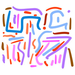 Fun colorful line doodle pattern. Creative minimalist style art background 