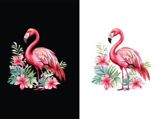 A vivid flamingo in colored ink vector customized art