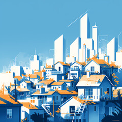 Explore the Potential of Urban Real Estate: A Vivid Cityscape with Homes and Buildings