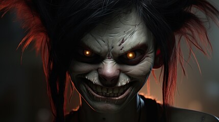 Demonic creature with glowing eyes and sharp teeth