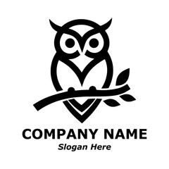 Owl logo design. Owl pictorial logotype for business, company, logo, stamp, mascot, label. Elegant minimalist owl logo. Symbol of smart, intelligence, science, education
