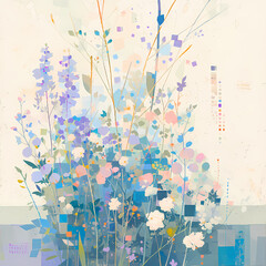 Bright and Beautiful Abstract Floral Artwork with Acrylic and Watercolors - Ideal for Home Decor or Creative Projects