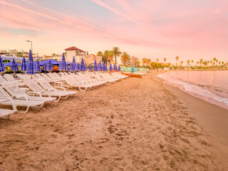 Sunset on the beach in Golfe Juan, South of France