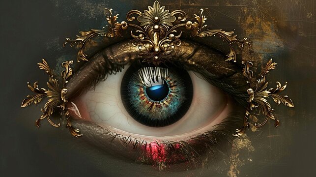 A creative logo with an eye in matrix colors, symbolizing the watchful gaze of God