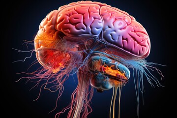 Detailed 3D illustration of the human brain anatomy