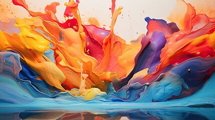 Vibrant abstract paint splash landscape