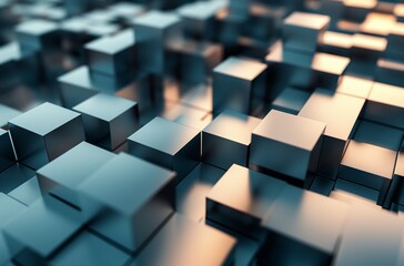 Metallic blue abstract cubes