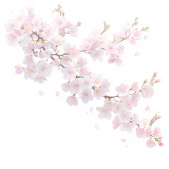 Blooming Beauty - Vibrant Cherry Blossoms Paint a Serene Spring Scene with Watercolor Charm