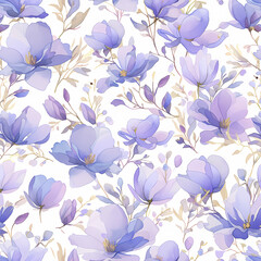Exquisite Hand-Painted Purple Magnolia Border with Seamless Pattern - Timeless Appeal for DIY Crafts and Graphic Design Projects