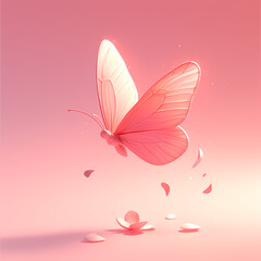 Minimalistic, Festive Animated Butterfly in a Blush-Pink Color Palette for Creative Projects